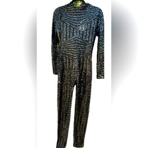 Black mesh and Sequin bodysuit